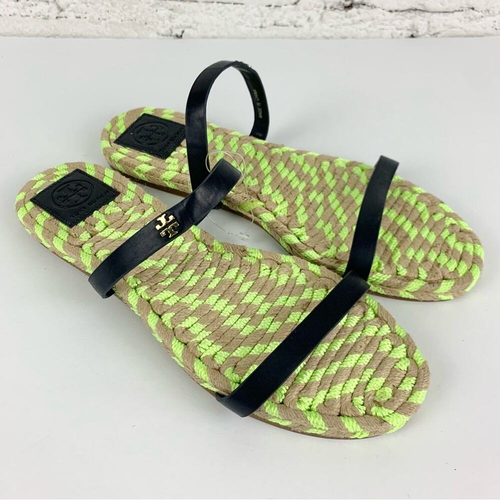 Tory Burch Two Band Flat Espadrille Slide Sandals 8.5 - Picture 7 of 14